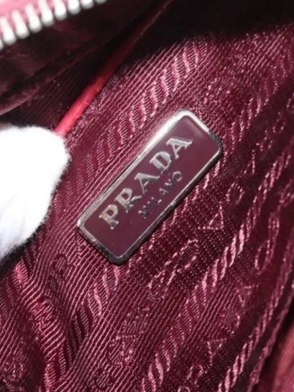 PRADA Chain Shoulder Bag Nylon Bordeaux Silver Auth BA10089 - Picture 13 of 16